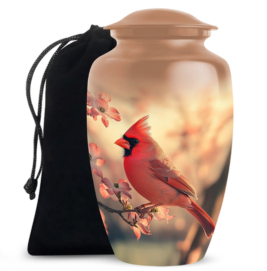 Red Cardinal Bird Urn For Adult Female & Male - Large Sized Urn