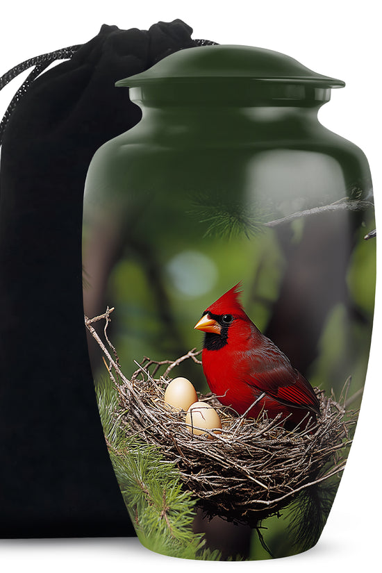 Cardinal Bird Memorial Urn For Ashes - Bird Nest Cremation Urn For Ashes