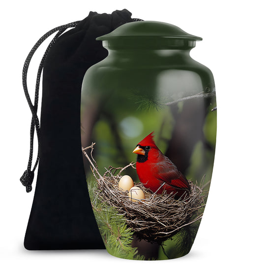Cardinal Bird Memorial Urn For Ashes - Bird Nest Cremation Urn For Ashes