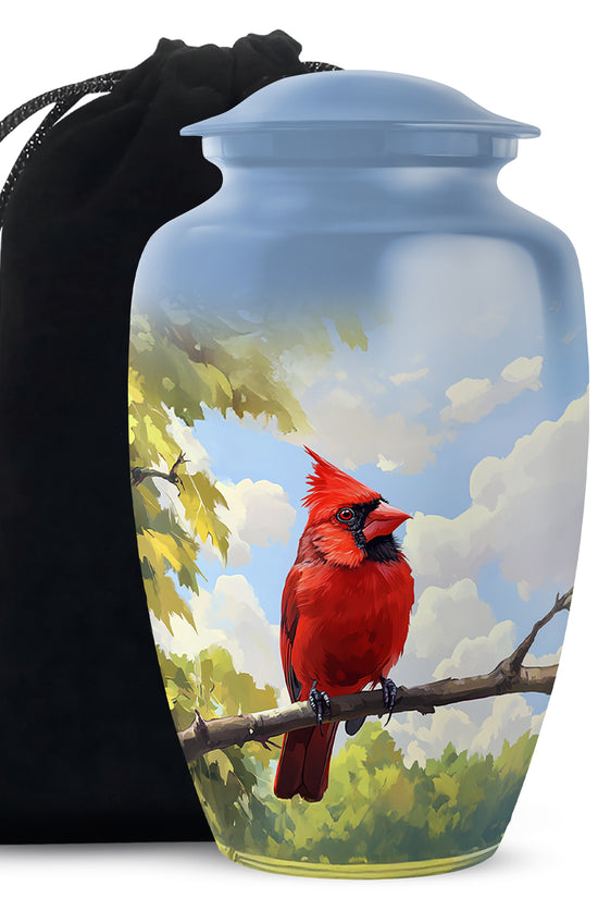 Cardinal Bird Cremation Urn - Nature Funeral Urn For Human Ashes