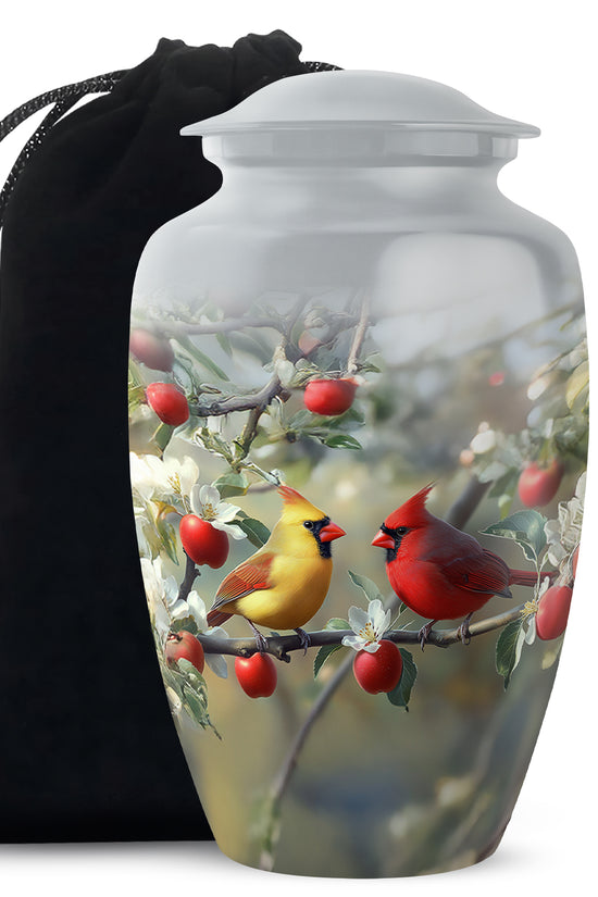 Loved Birds Memorial Urn - Cardinal Bird Cramtion Urn For Couple