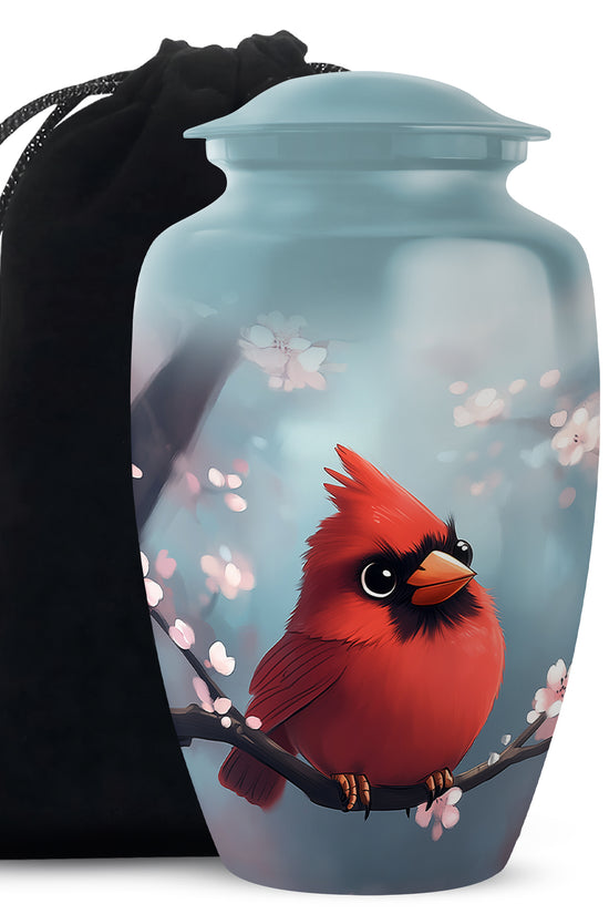 Cartoon Cardinal Bird Urn - Blossom Cremation Urn For Adult Ashes