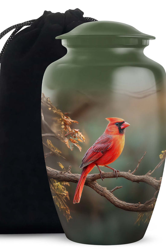 Red Bird Cardinal Funeral Urn - Peaceful Nature Cremation Urn For Ashes