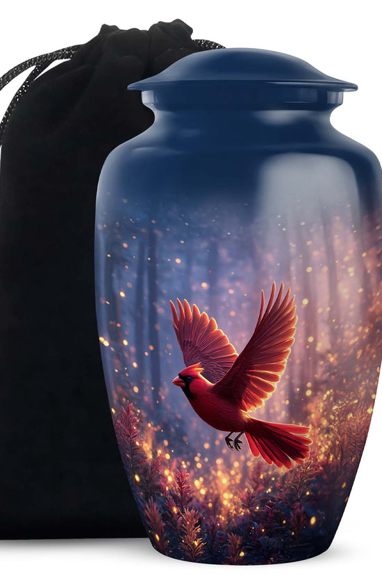 Flying Cardinal Bird Memorial Urn - Glowing Forest Crremation Urn For Adult Ashes