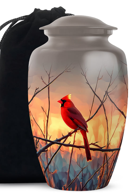 Cardinal Sunset Cremation Urn - Nature Memorial Urn For Human Ashes