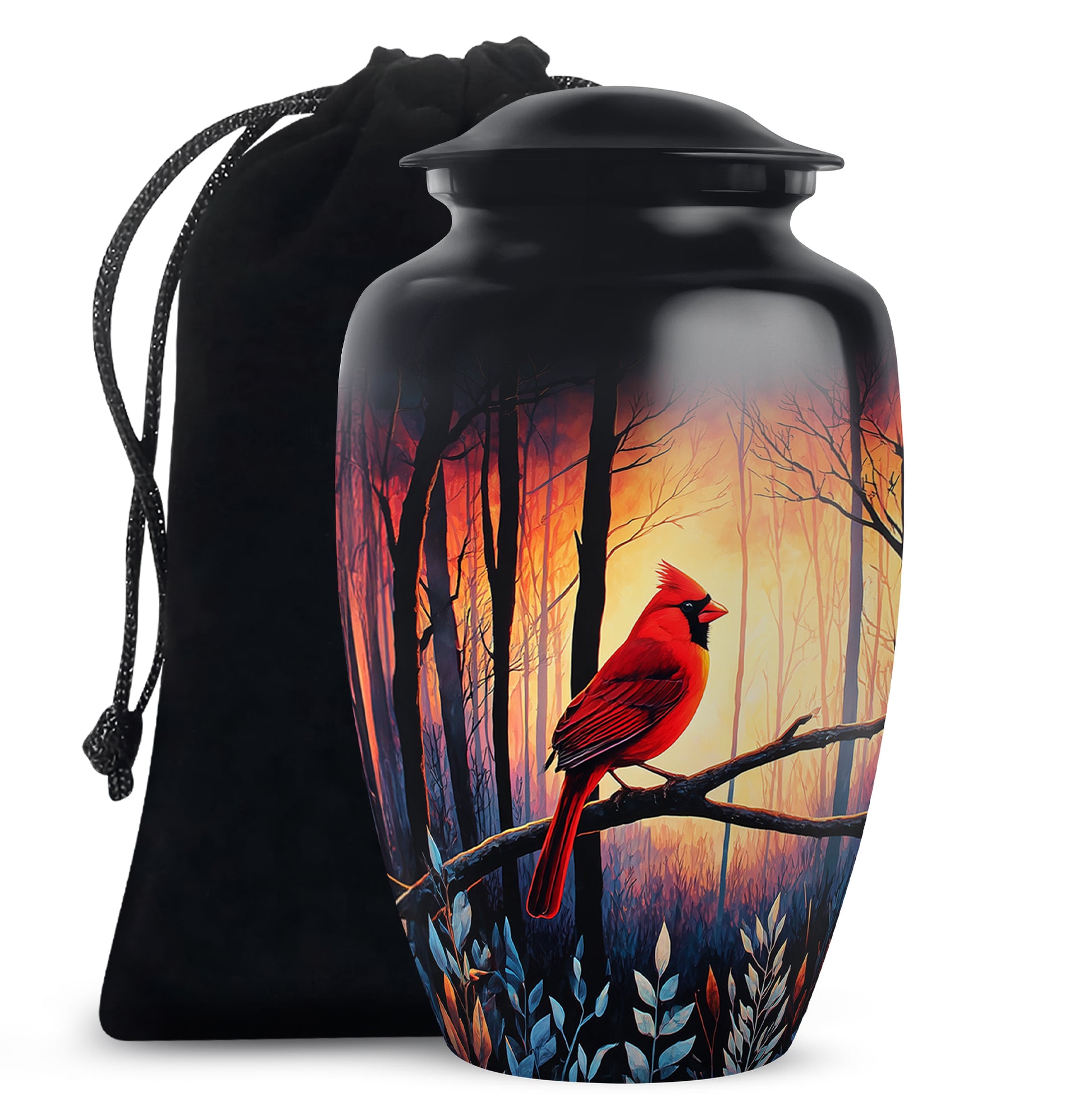 Red Cardinal Funeral Urn - Scenic Forest Cremation Urn For Adults Ashes