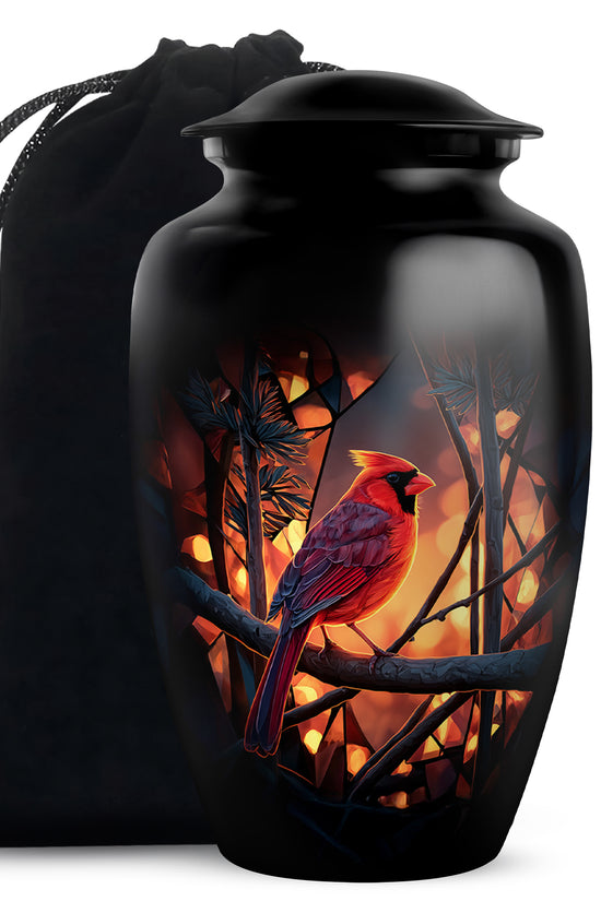 Cardinal Tribute Memorial Urn - Forest Theme Cremation Urn For Loved ones