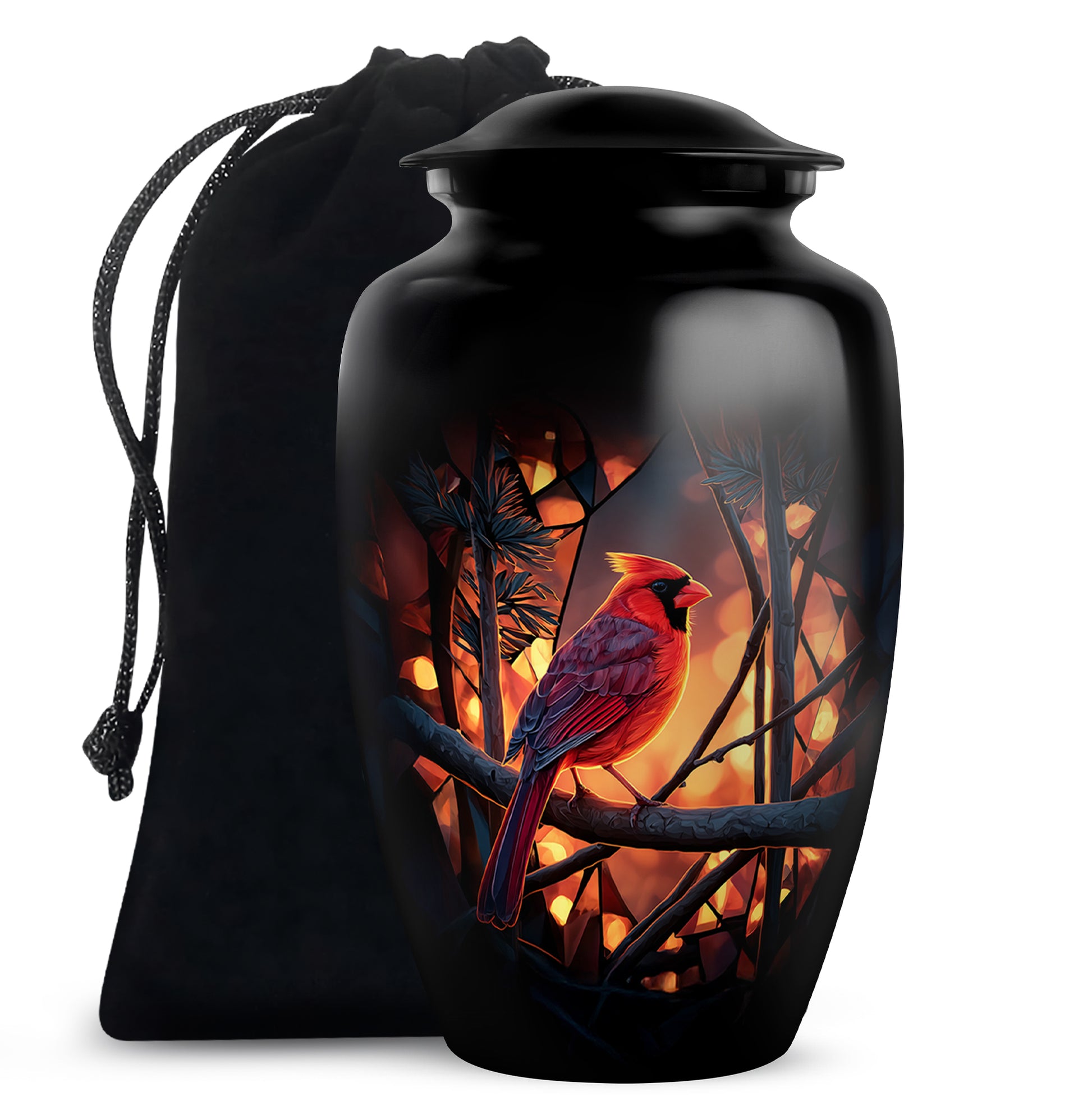 Cardinal Tribute Memorial Urn - Forest Theme Cremation Urn For Loved ones