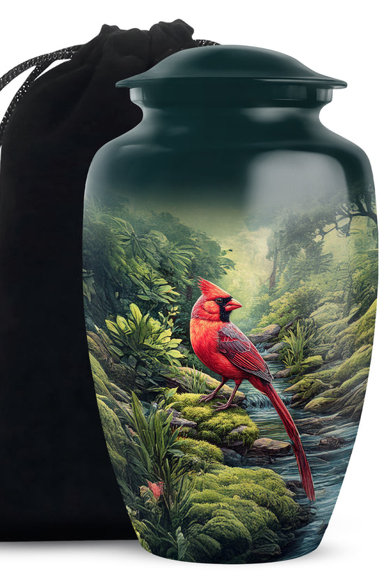 Red Cardinal Cremation Urn - Forest Memorial Urn For Loved Ones