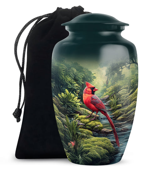 Red Cardinal Cremation Urn - Forest Memorial Urn For Loved Ones