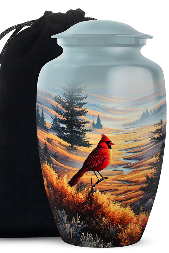 Cardinal Bird Funeral Urn - Peaceful Valley Memorial Urn For Adult Ashes