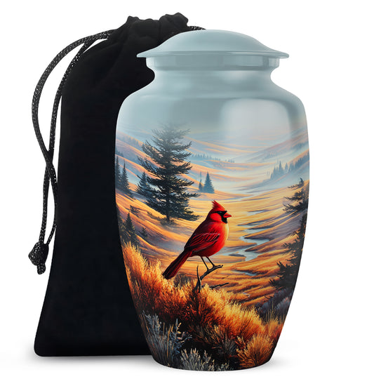 Cardinal Bird Funeral Urn - Peaceful Valley Memorial Urn For Adult Ashes
