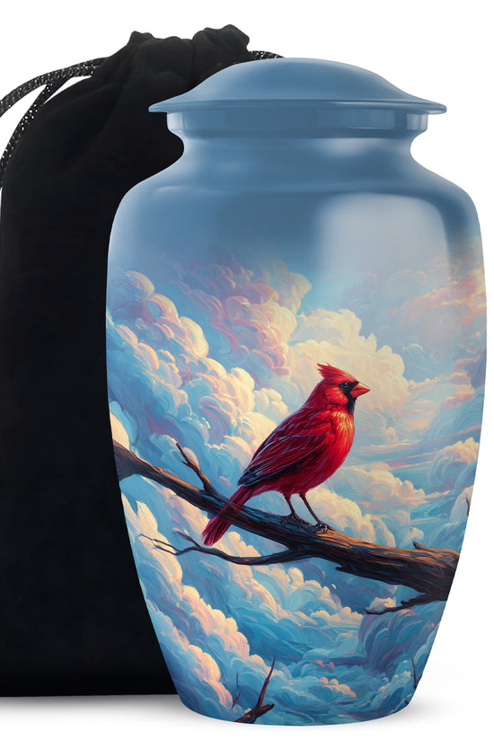 Cardinal Bird Funeral Urn - Peaceful Sky Cremation Urn For Loved Ones