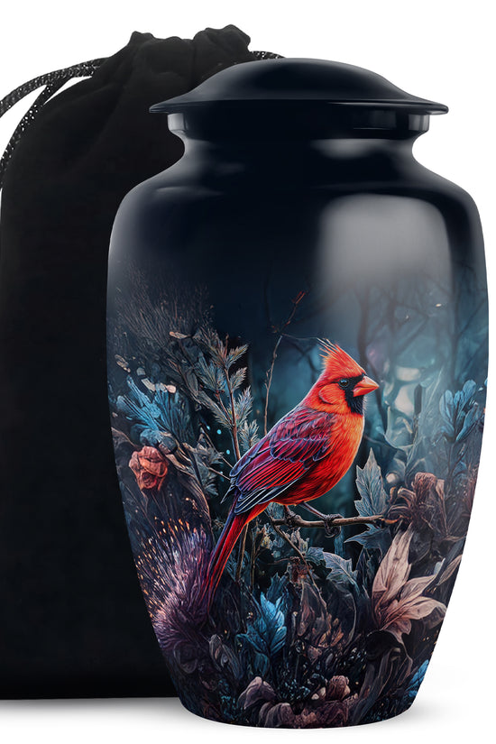 Peaceful Cardinal Funeral Urn - Nature theme Aluminum Cremation Urn For Ashes