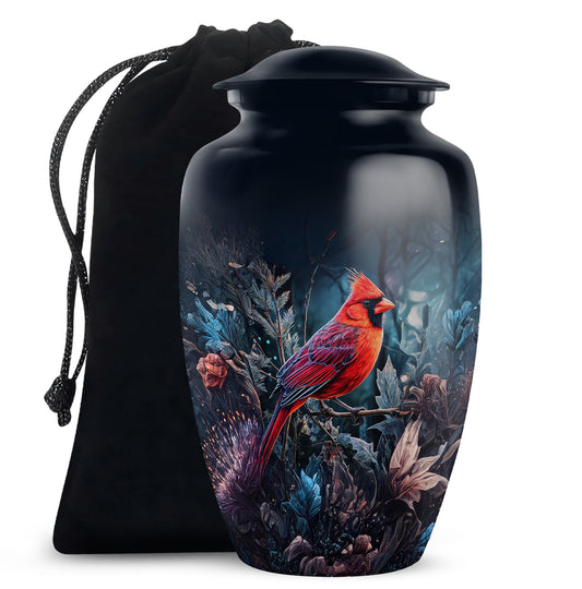 Peaceful Cardinal Funeral Urn - Nature theme Aluminum Cremation Urn For Ashes