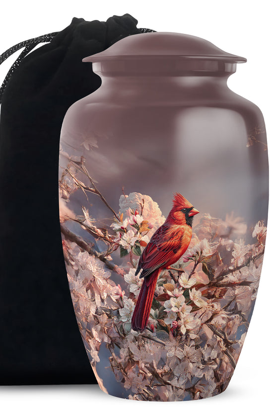 Red Cardinal Bird Memorial Urn - Artistic Memorial Urn For Loved Ashes