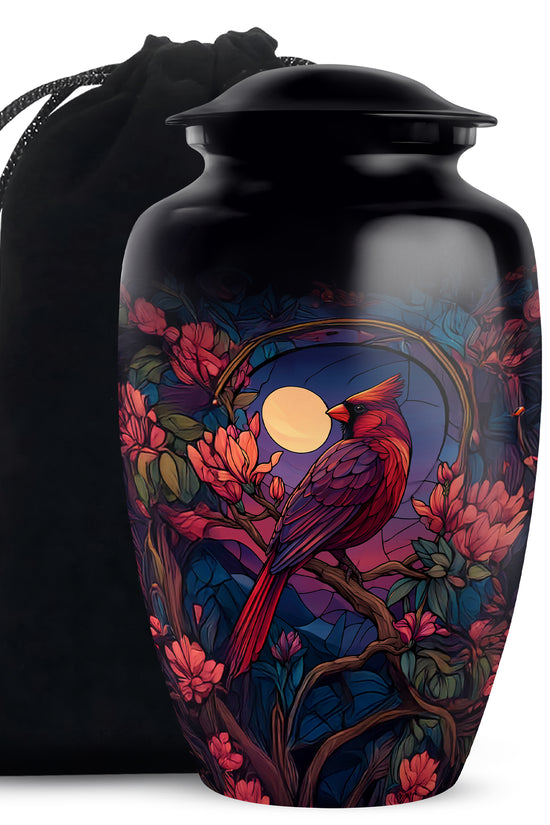 Moonlight Cardinal Cremation Urn - Artistic Memorial Urn For Adult Ashes
