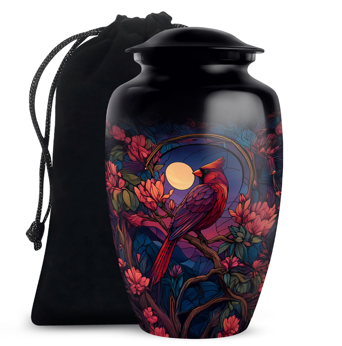 Moonlight Cardinal Cremation Urn - Artistic Memorial Urn For Adult Ashes