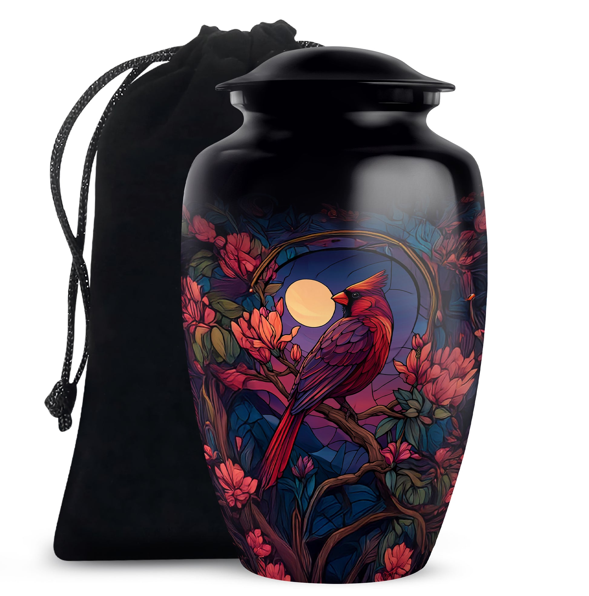 Moonlight Cardinal Cremation Urn - Artistic Memorial Urn For Adult Ashes