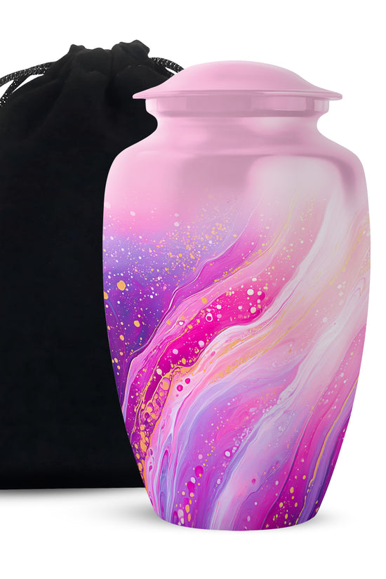 Pink Decorative Cremation Urn - Modern Funeral Urn For Loved Ones