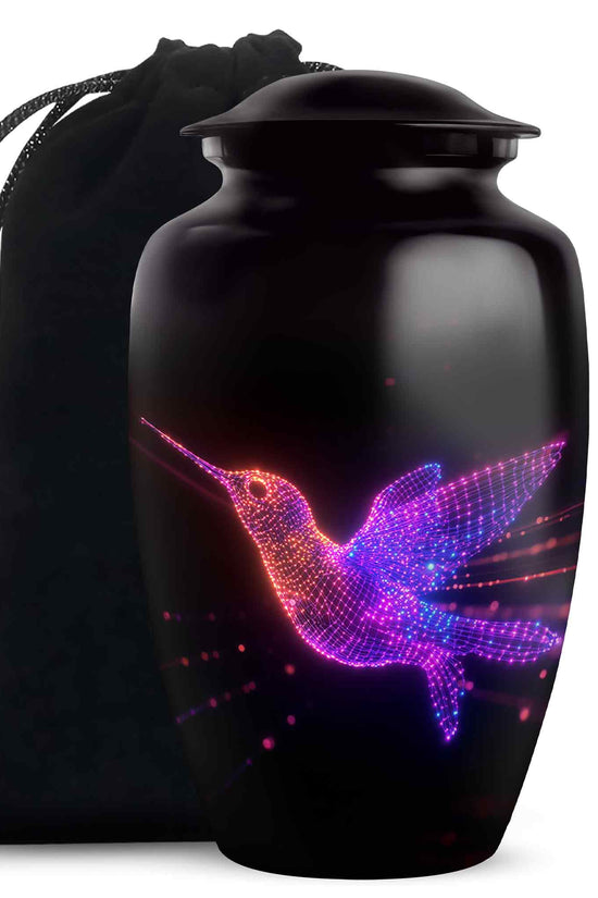 Neon Hummingbird Cremation Urn - Artistic Memorial Urn For Male & Female