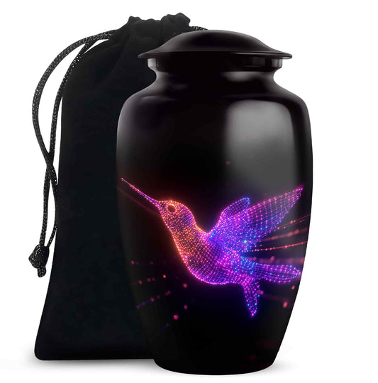 Neon Hummingbird Cremation Urn - Artistic Memorial Urn For Male & Female
