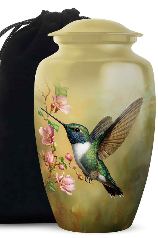 Beautiful Flowers Funeral Urn - Green Hummingbird Urn For Father & Mother