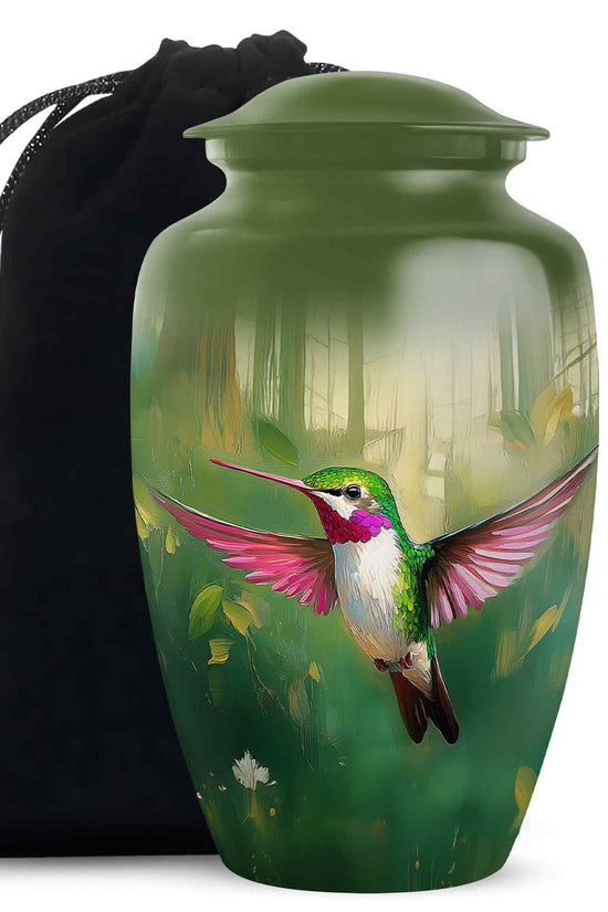 Forest Hummingbird Cremation Urn - Beautiful Natural Memorial Urn For Human Ashes
