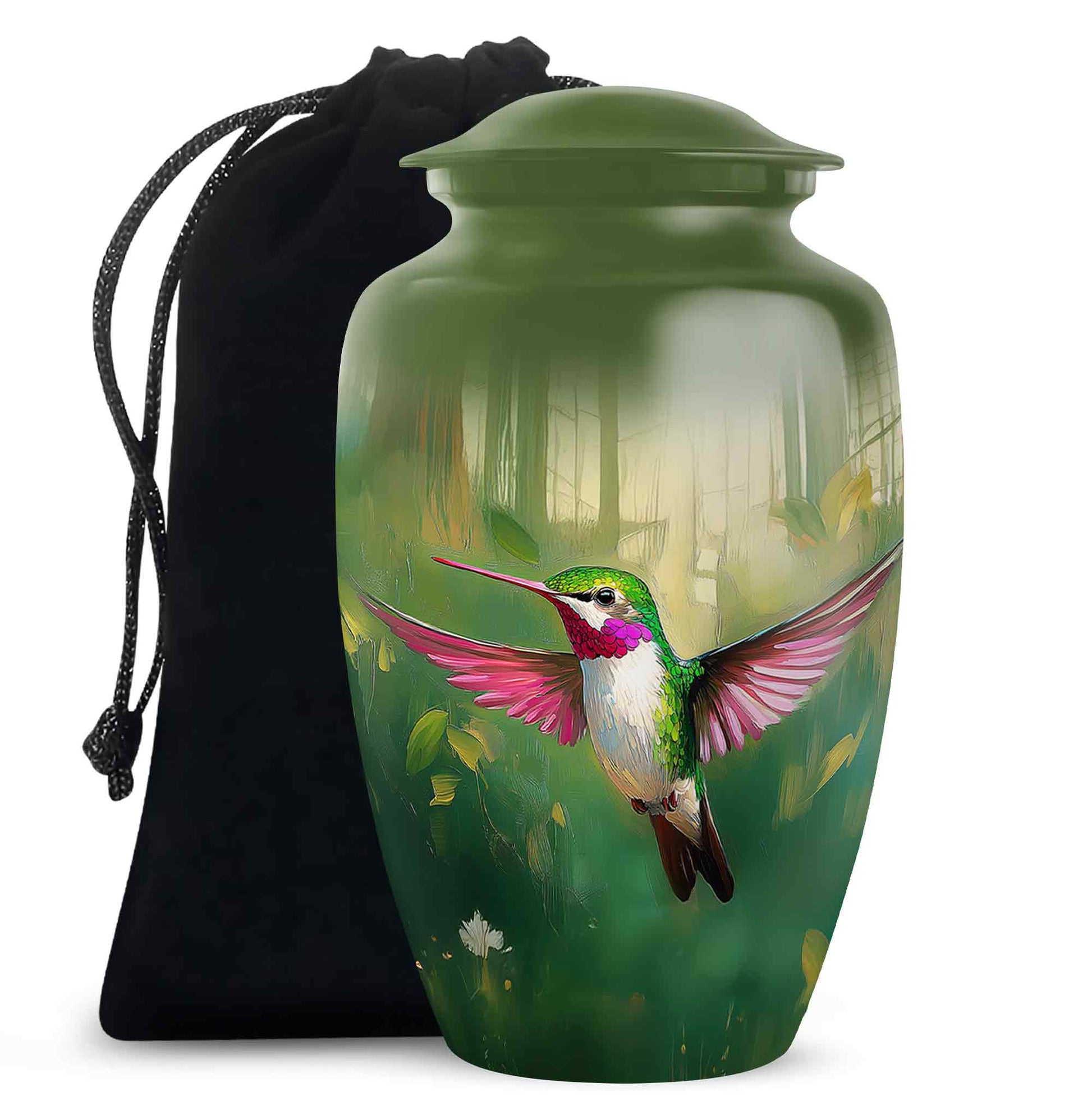 Forest Hummingbird Cremation Urn - Beautiful Natural Memorial Urn For Human Ashes