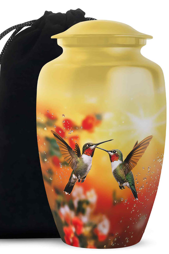 Nature Hummingbird Funeral Urn - Aluminium Memorial Urn For Loved Ones