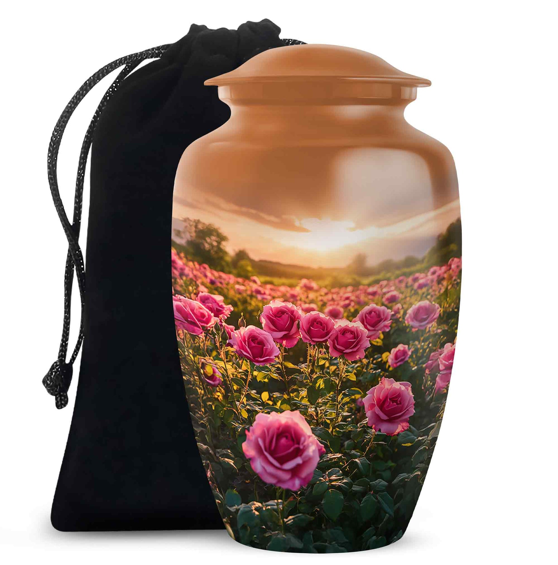 Pink Flower Landscape Cremation Urn - Beautiful Memorial Urn For Female Ashes