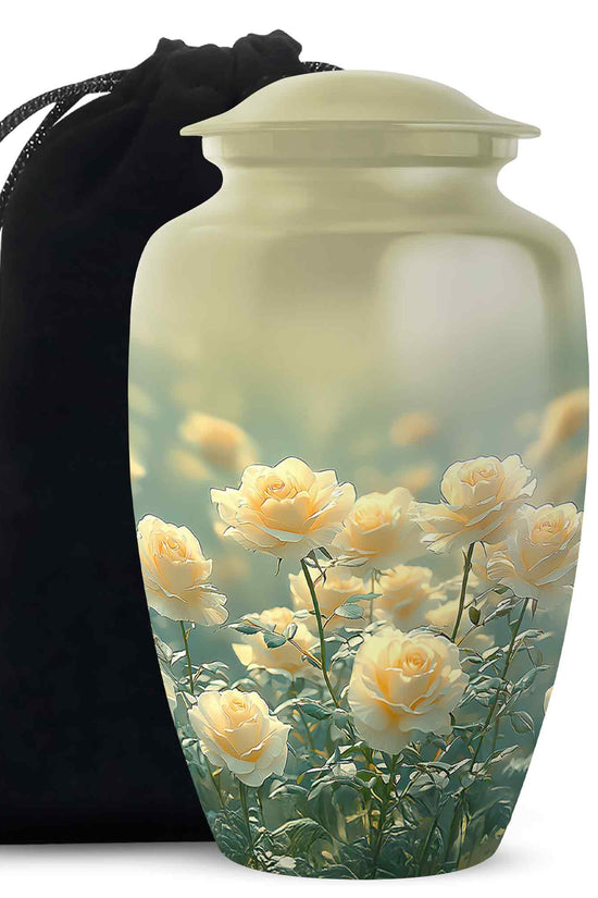 Golden Yellow Rose Memorial Urn – Cremation Urn For Mom & Dad