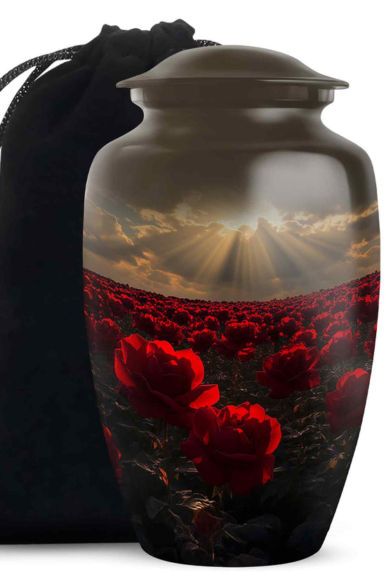 Beautiful Sunlight Memorial Urn - Rose Field Funeral Urn For Women
