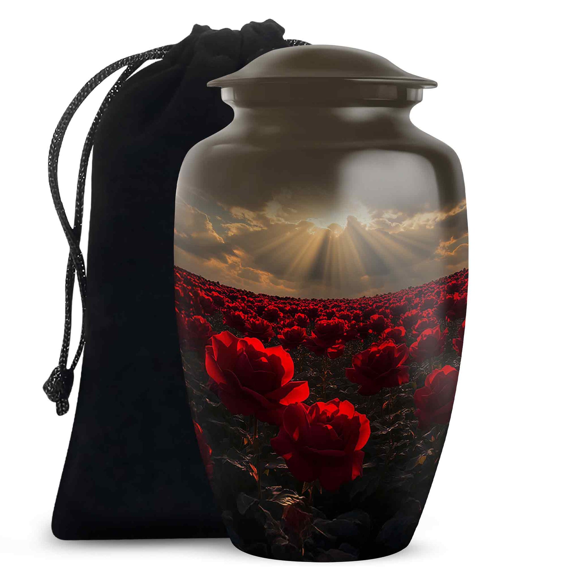 Beautiful Sunlight Memorial Urn - Rose Field Funeral Urn For Women