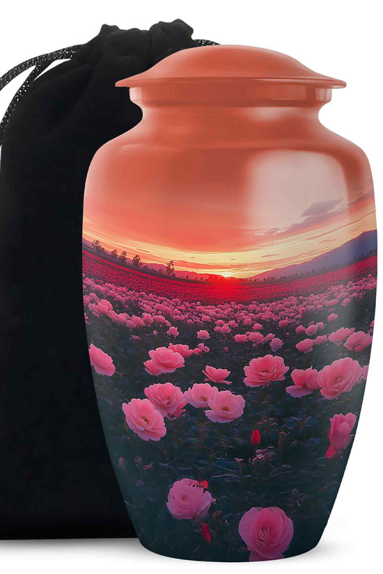 Beautiful Pink Floral Cremation Urn - Sunset Urn For Ashes Adult