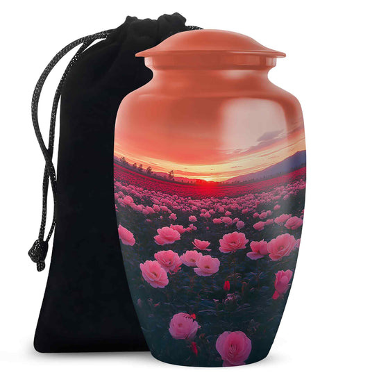 Beautiful Pink Floral Cremation Urn - Sunset Urn For Ashes Adult