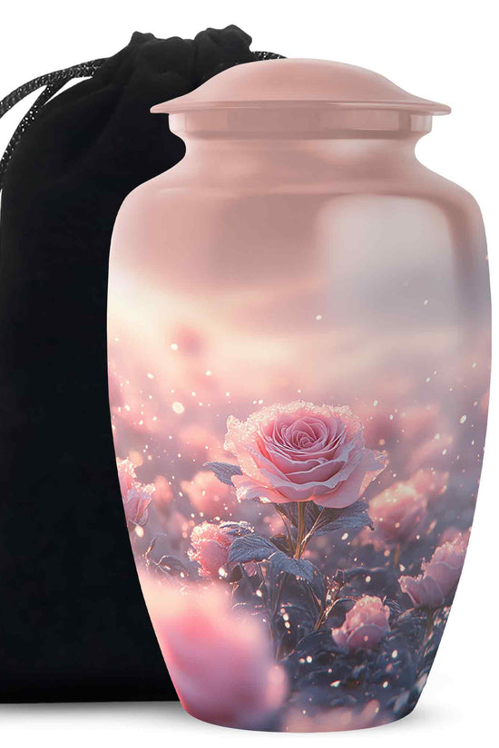 Pink Rose Cremation Urn - Beautiful Memorial Urn For Mother