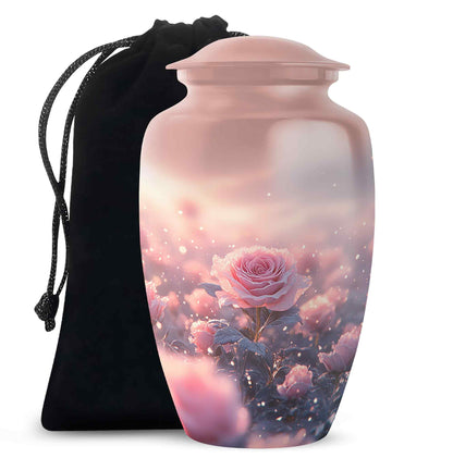 Pink Rose Cremation Urn - Beautiful Memorial Urn For Mother