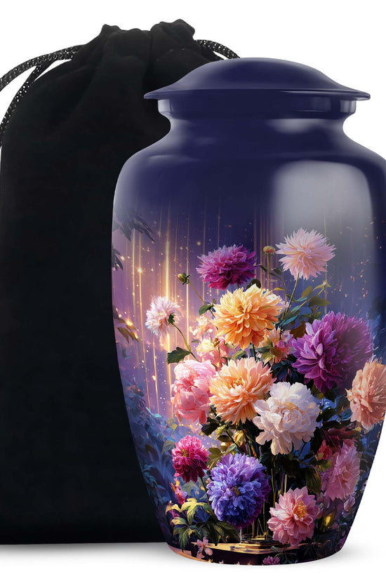 Artistic Flower Memorial Urn - Beautiful Purple Funeral Urn For Female