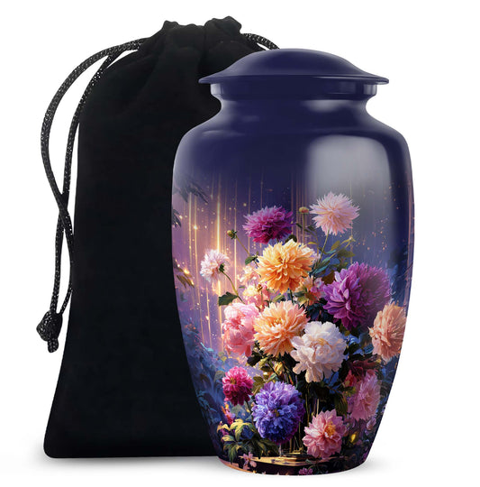 Artistic Flower Memorial Urn - Beautiful Purple Funeral Urn For Female