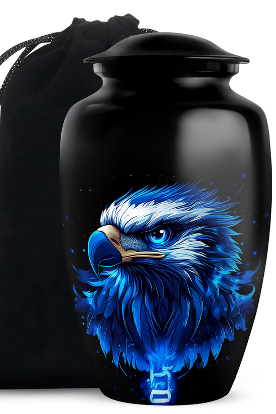 Neon Blue Eagle Art Urn For Funeral - Large Sized Urn For Adult Male
