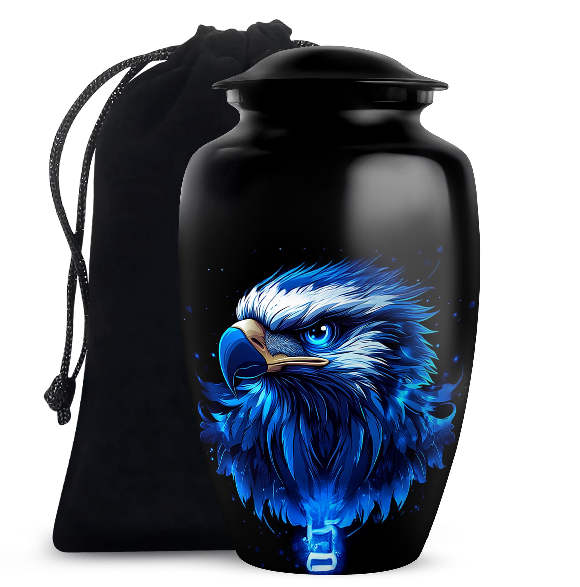 Neon Blue Eagle Art Urn For Funeral - Large Sized Urn For Adult Male