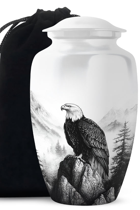 Black And White Eagle Urn For Ashes - Memorial Ashes Urn For Men