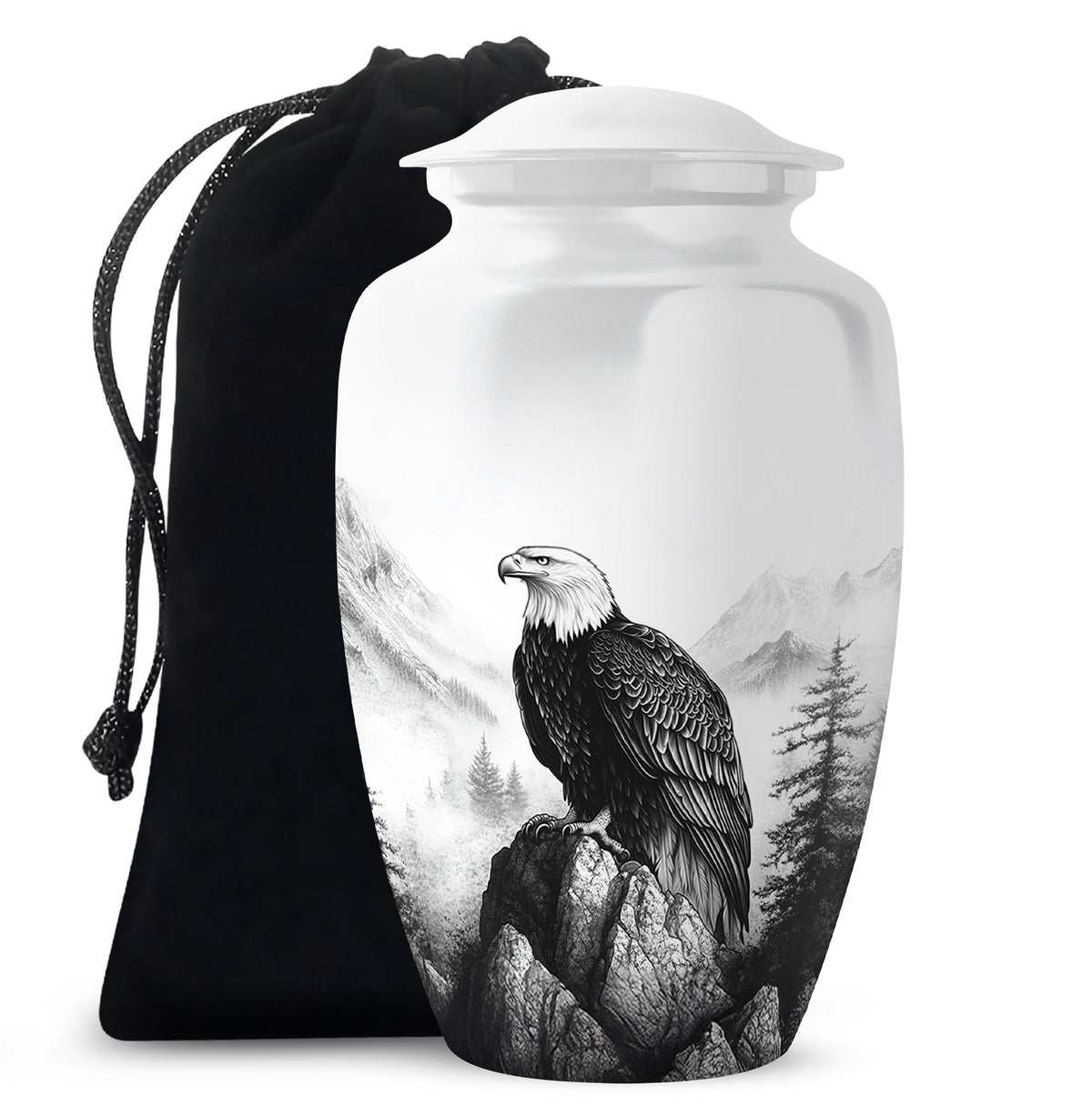 Black And White Eagle Urn For Ashes - Memorial Ashes Urn For Men