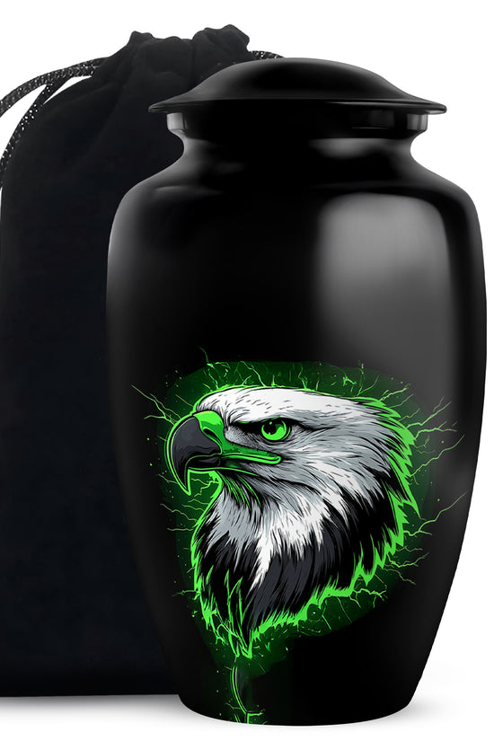 Neon Green Artistic Eagle Urn For Funeral - Large Urn For Adult Male