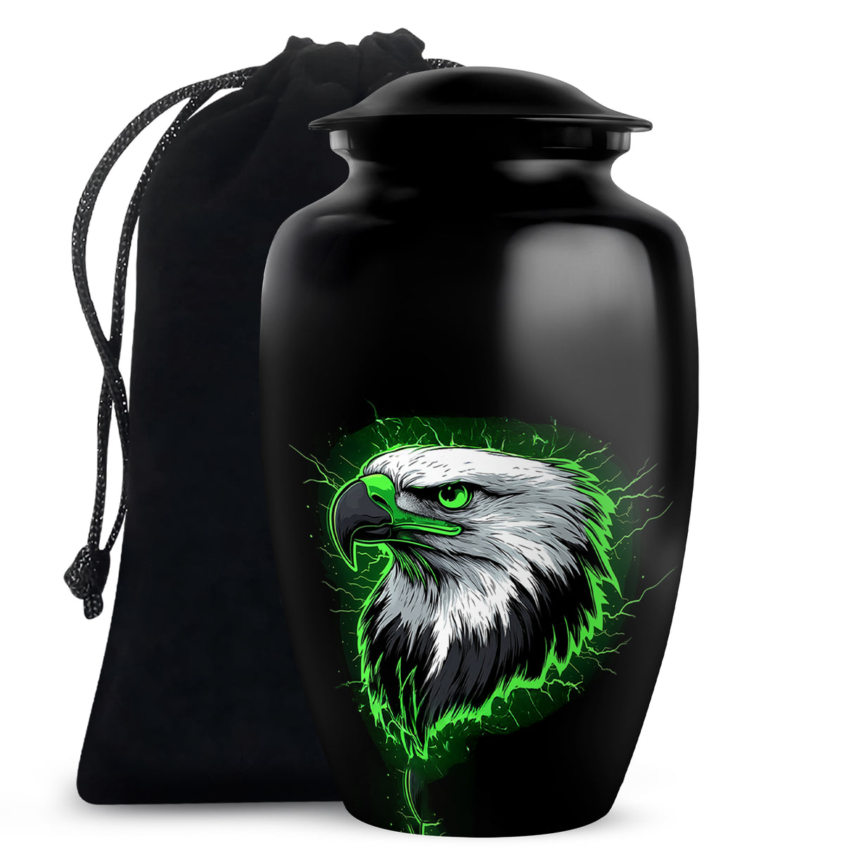 Neon Green Artistic Eagle Urn For Funeral - Large Urn For Adult Male