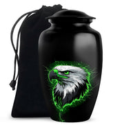 Neon Green Artistic Eagle Urn For Funeral - Large Urn For Adult Male