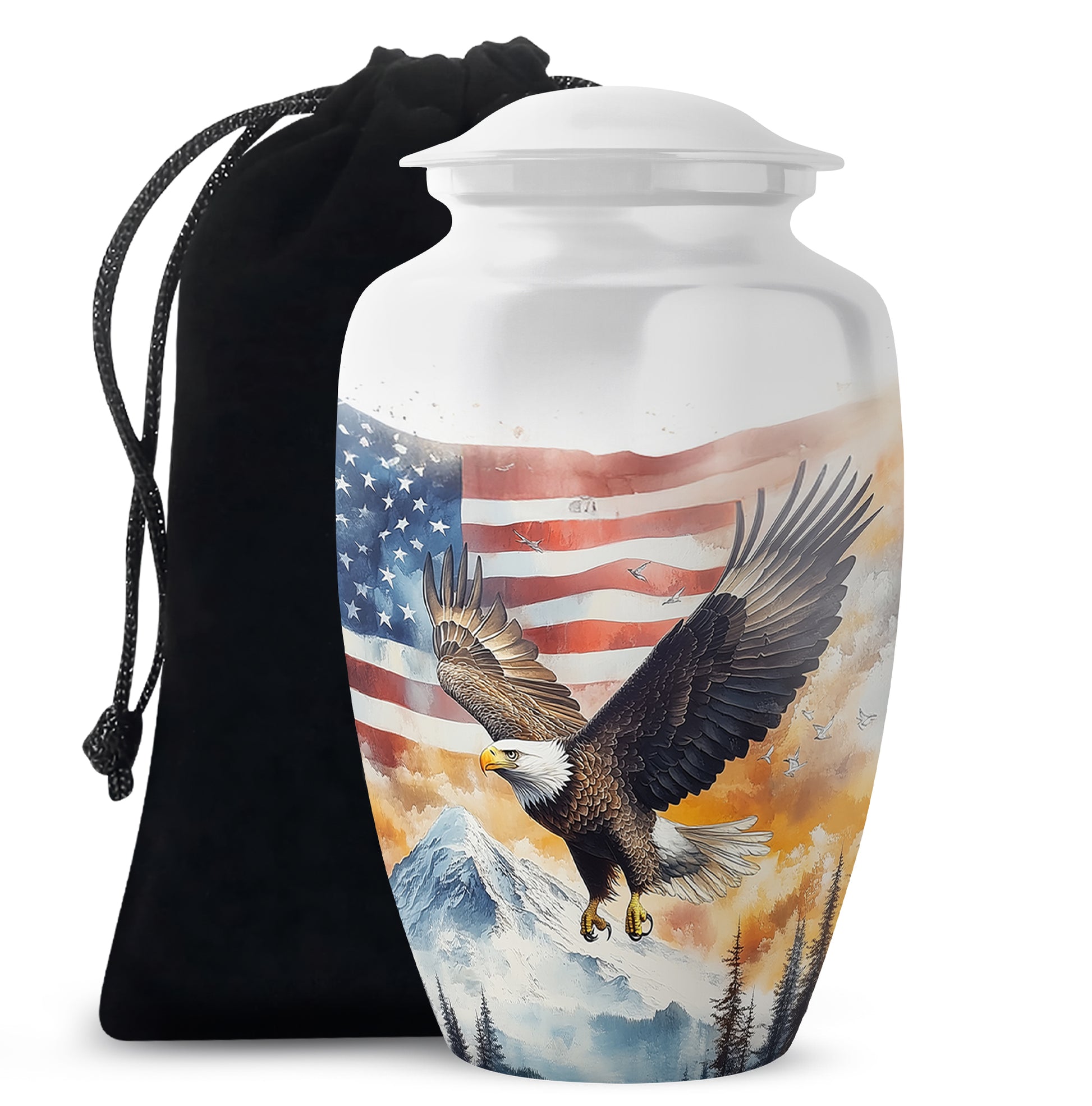 Patriotic Eagle Urn For Men - American Flag Cremation Urn For Sale