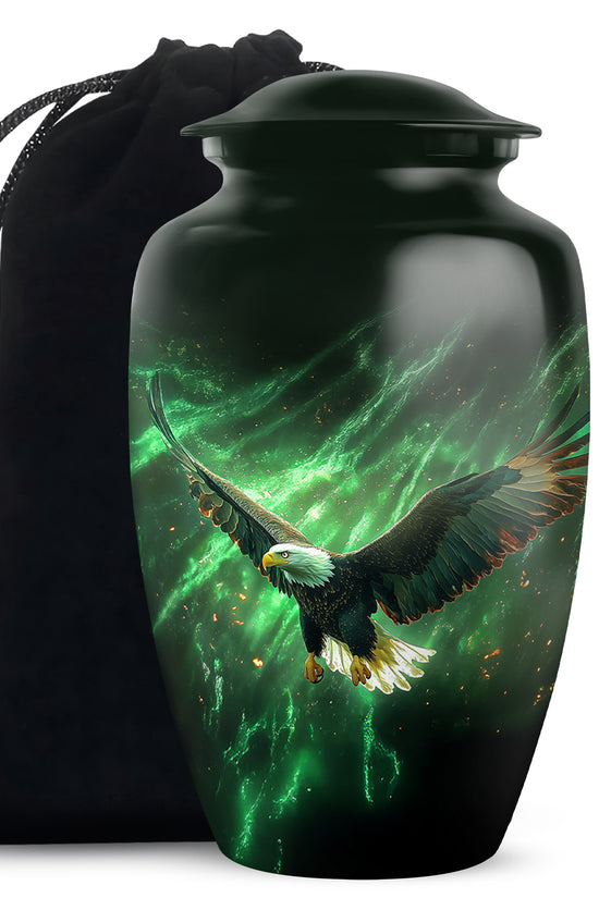 Flying Bald Eagle Cremation Urn - Scenic Memorial Urn For Human Ashes