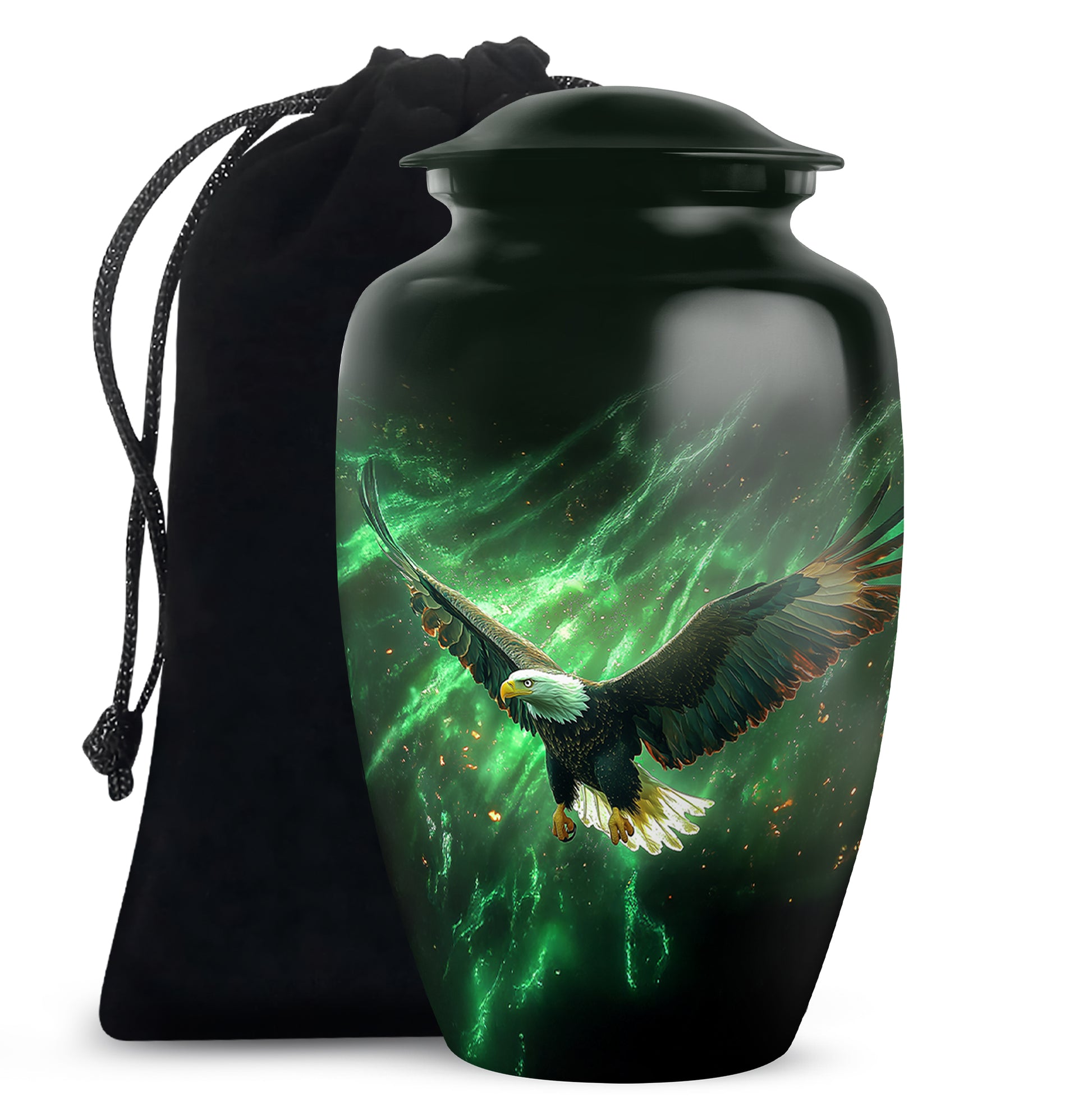 Flying Bald Eagle Cremation Urn - Scenic Memorial Urn For Human Ashes